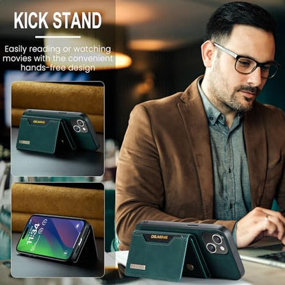 Leather Wallet Phone Cases Compatible with iPhone 15 Plus Case with Card Holder Men 6.7'' 2 in 1 Detachable Back Cover (Green, IP 15 Plus) - color: Green, size: IP 15 Plus