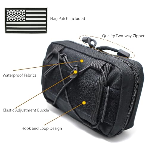 Tactical Molle Admin Pouch Compact Utility EDC Tool Bag Phone Pouches Fanny Waist Pack Bag Belt Pouch Small First Aid Kit - color: Black