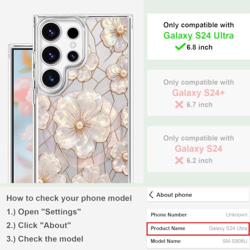 for Samsung Galaxy S24 Ultra Magnetic Case【Compatible with MagSafe】 Aesthetic Oil Painting Stained Glass Flower Design, Slim Fit Hard PC Back Shockproof Cute Clear Phone Cover, Light Pink - color: Light Pink, size: Galaxy S24 Ultra