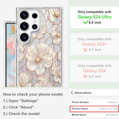 for Samsung Galaxy S24 Ultra Magnetic Case【Compatible with MagSafe】 Aesthetic Oil Painting Stained Glass Flower Design, Slim Fit Hard PC Back Shockproof Cute Clear Phone Cover, Light Pink - color: Light Pink, size: Galaxy S24 Ultra