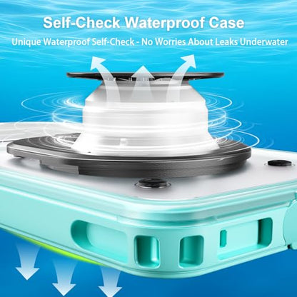Waterproof Phone Case Up to 6.9 inch | IPX8 Underwater Phone Cases for Snorkeling | Universal Diving Case with Lanyard for iPhone 16 Pro Max/15/14/Galaxy S24 | Beach Cruise Essentials (Cyan) - color: Cyan
