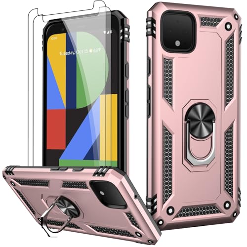 LUMARKE for Google Pixel 4 XL Case with Screen Protector,Pass 16ft. Drop Tested Military Grade Protective Phone Cover with Magnetic Ring Kickstand Compatible with Car Mount Holder Rose Gold - color: Rose Gold, size: Google Pixel 4 XL
