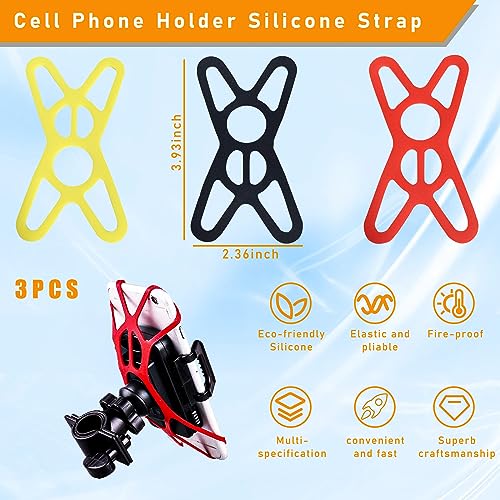 Ziciner 3 PCS Bike Phone Mount Holder Band, Elastic Smart Phone Security Silicone Strap for Motorcycle Bike Phone Mount, Universal Bike Accessories Replacement Parts for Most Cell-Phone (Style 1) - style: Style 1