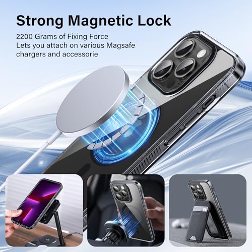 Supdeal Magnetic Clear Case for iPhone 13 Pro Max, [Compatible with MagSafe] [Non Slip Bumper & Not Yellowing] Military Grade Shockproof Transparent Silicone Phone Cover, 6.7", Black - color: Black, size: iPhone 13 Pro Max