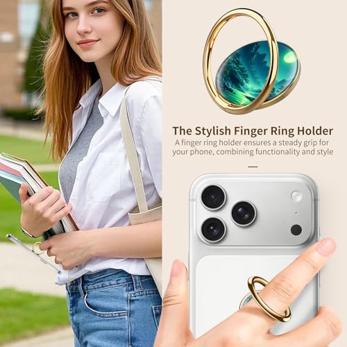 Cell Phone Ring Holder, Cute Phone Ring Grip Stand, 360°Rotation Funny Metal Kickstand Finger Grip Moon Mountain - color: Moon Mountain