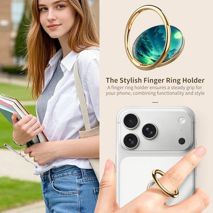 Cell Phone Ring Holder, Cute Phone Ring Grip Stand, 360°Rotation Funny Metal Kickstand Finger Grip Moon Mountain - color: Moon Mountain