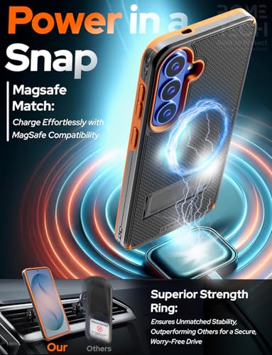 Designed for Samsung Galaxy S26 Case with Belt Clip Holster | Rugged Cover with Strong Magnet & Kickstand Heavy Duty Combo - Black & Orange - color: Black & Orange