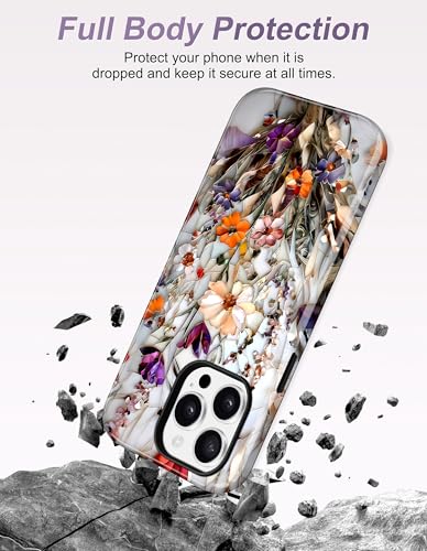 Jusy Magnetic Stained Glass Floral Case for iPhone 16e/17e, Bouquet | Compatible with MagSafe, Cute Aesthetic Flower Design, TPU and PC Protective Phone Cover - color: Bouquet