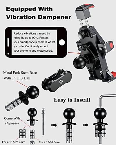 BRCOVAN Metal Anti-Theft Motorcycle Fork Stem Phone Mount Holder