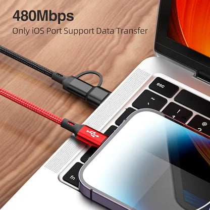 6 in 1 Multi Charging Cable, USBA/C Universal Multiple Charger Cords, 3Pack