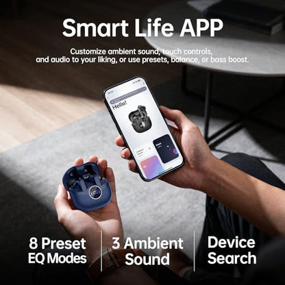 xinwld Adaptive Hybrid Active Noise Canceling 2026 Wireless Earbuds, 6 Mics ENC Clear Call Ear Buds, Hi-Res Audio Deep Bass Bluetooth 5.4 Headphones, 40H Playtime, Wireless Charging, LED, USB-C, Blue - color: Deep Blue