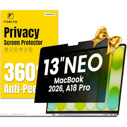 F FORITO 360° Privacy Screen Protector Compatible with 2026 MacBook Neo 13 inch A18 Pro Chip A3404 - Anti Blue Light Anti Glare and Scratch Resistant Laptop Privacy Screen Shield - size: for MacBook Neo 13"(2026, A18 Pro)