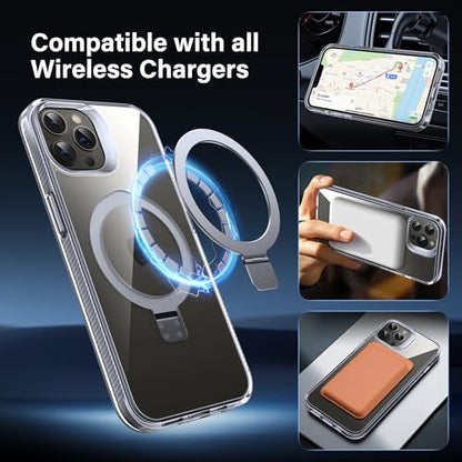 Magnetic Case for iPhone 12 Pro Max - [Built-in Invisible Stand] [Compatible with MagSafe] [Military Grade Drop Protection] Anti-Yellowing Hard Back Silicone Edge Cover, 6.7", Clear - color: Clear, size: iPhone 12 Pro Max 6.7''