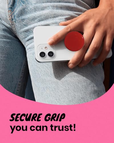 OnTheGrip Cute Solid Macaron Color Round Shape Collapsible Mobile Phone Grip Stand Holder for Smartphone Tablet Cell Phone Accessory (Red)