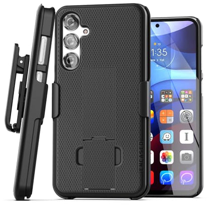 Encased DuraClip Designed for Samsung Galaxy S24 Belt Clip Case with Phone Holster and Kickstand (Black) - size: S24