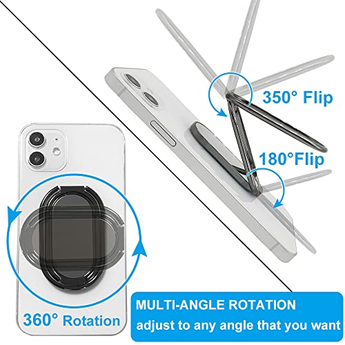 Phone Ring Holder Finger Kickstand, Foldable 360° Rotation Cellphone Grip for Desk, Office Desktop, Cell Phone Stand Compatible with iPhone iPad Smartphones Tablets (with Magnetic Car Mount) - color: Dark Grey