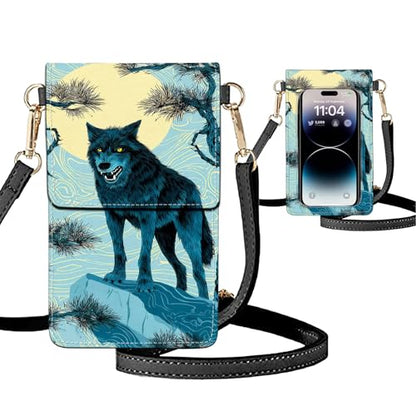 Small Crossbody Bags for Women Touchscreen Cell Phone Bag Cross Body Purses with adjustable Strap,Gifts For Teenage Girls - color: Moon night demon wolf