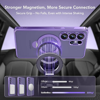 GolbinBox Magnetic for Samsung Galaxy S26 Ultra Case with 360° Spin Stand | [Compatible with MagSafe][Military Drop Protection] Shockproof Galaxy S26 Ultra Phone Cover with Kickstand,Light Purple/Clear - color: Light Purple/Clear