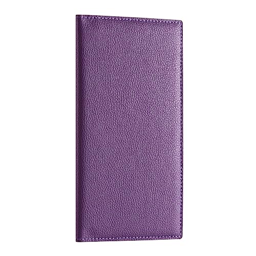 CoBak Checkbook Cover for Women & Men - PU Leather Case with RFID Blocking | Classic Design Check Book Holder for Personal and Business - color: Purple
