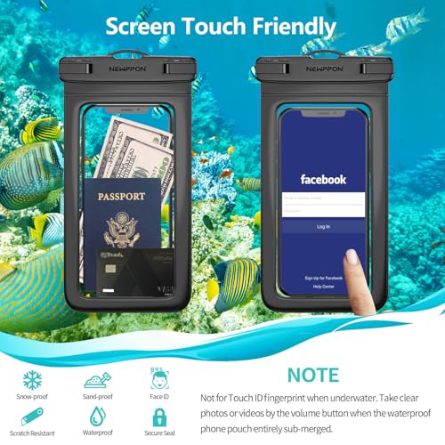 6 Pack 8.5“ Waterproof Cell Phone Pouch - Underwater Dry Bag Case Lanyard - Water Proof Clear Holder Protector for iPhone 17 16 15 Pro Max Plus Samsung Galaxy S25 S24 Ultra Note for Beach Swimming - color: 3 Pack Clear+3 Pack Black