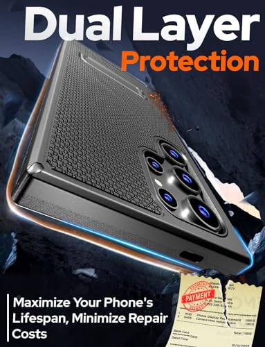 Designed for Samsung Galaxy S24 Ultra Case with Belt Clip Holster | Rugged Cover with Strong Magnet & Kickstand Heavy Duty Combo - Black - color: Black, style: Galaxy S24 Ultra