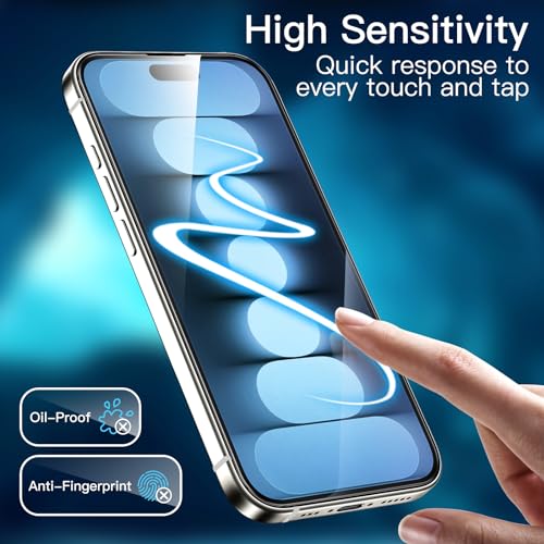 JETech Full-Coverage Screen Protector for iPhone 15 Pro, 3-Pack | Black Edge Tempered Glass, Easy Installation Tool, HD Clear, Case-Friendly - size: iPhone 15 Pro
