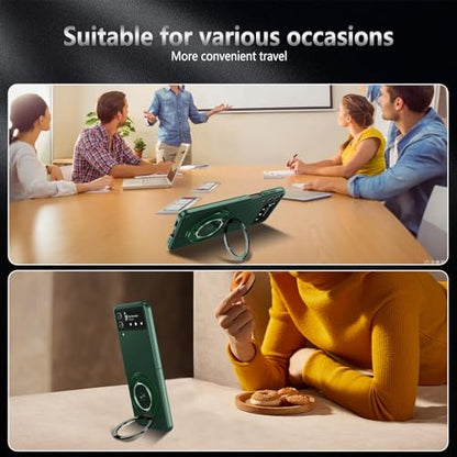 Magnetic Case for Samsung Galaxy Z Flip 4, [Compatible with MagSafe] Military Grade Shockproof Slim fit Samsung Z Flip 4 Phone Case with Magnetic Ring Kickstand, Green… - color: Green, size: Samsung Galaxy Z Flip 4