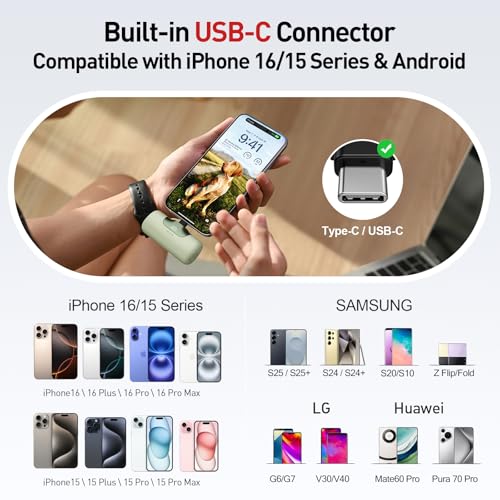 iWALK Portable Charger 5500mAh Next-Gen Small Power Bank 22.5W Fast Charging Battery USB-C Portable Phone Charger for iPhone 18/17/16/15 17 Plus 17 Pro Max iPad, Samsung Galaxy S25 S24 Android, Green - color: Green