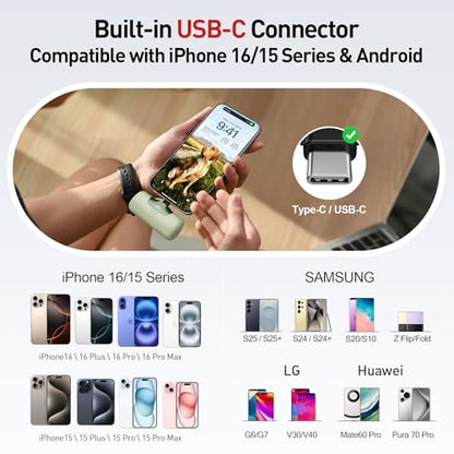 iWALK Portable Charger 5500mAh Next-Gen Small Power Bank 22.5W Fast Charging Battery USB-C Portable Phone Charger for iPhone 18/17/16/15 17 Plus 17 Pro Max iPad, Samsung Galaxy S25 S24 Android, Green - color: Green