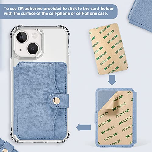 Wallet for Men,Phone Wallet Stick on for Cases, Adhesive Credit Card Holder - color: Sky Blue
