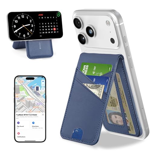 for Magsafe Wallet Stand Tracker (iOS Only) Magnetic Card Holder Finder - color: Blue Find My