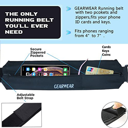 Running Belt | Runner Fanny Pack for Women and Men | Adjustble Waist Band Pack for Storage Phone - color: Black / Waist 30"-45"