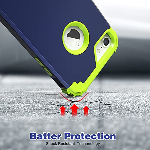 IDweel for iPhone 8 Case,for iPhone 7 Case with Screen Protector, 3 in 1 Shockproof Hybrid Heavy Duty Hard PC Cover Soft Silicone Sturdy Bumper Full Body Sturdy Case,Navy Blue/Grass Green - color: Navy Blue/Grass Green