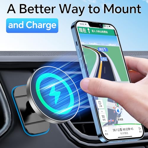 Coolpow Magsafe Car Mount Charger, Magnetic Wireless Car Charger for iPhone - color: Gray