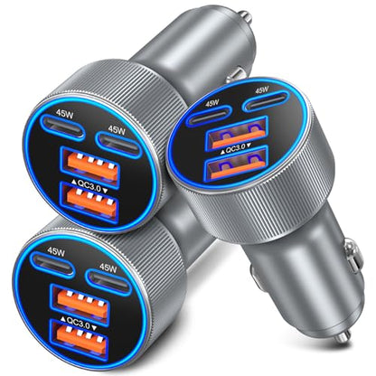 90W Car Charger USB C, Dual 45W Super Fast Charging Car Phone Charger - color: Gray