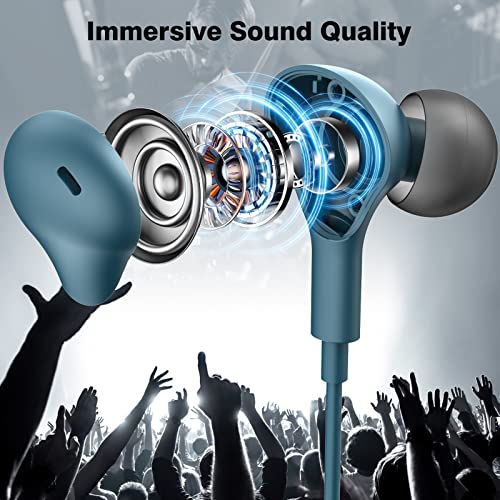 USB C Headphones for iPhone 18 Pro Max 17 16 15/Galaxy S26 FE Wired Earbuds - color: Lake-Blue
