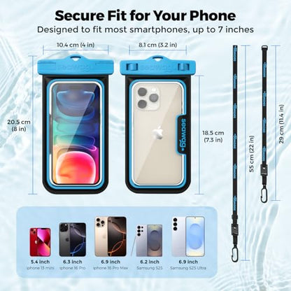 SEAWAG Next Waterproof Phone Pouch, IPX8 Dry Bag for iPhone 16 15 14 13 Pro Max & Samsung Galaxy S25 S24 — Underwater Case, Full Touchscreen, Lanyard, Beach Pool Snorkeling, 1 Pack Blueblack - color: 1Pack BlueBlack