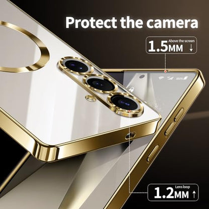 Hurgoer for Samsung Galaxy S25 Plus Case.Soft TPU Electroplated Frame Cover with Clear Back.Drop Tested Protective Full Body S24 Plus Case.Thin Light Slim【Not Magsafe】(Gold, S25/S24 Plus) - color: Gold, size: S25/S24 Plus