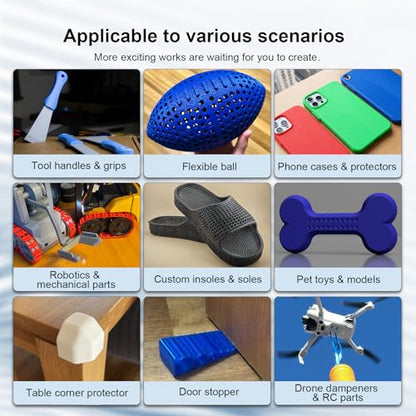 iSANMATE HF 95A TPU Filament Bundle 1.75mm, Clear TPU 95A High Speed, 1kg | Flexible Tough Wear-Resistant Elastic; HF TPU 50-100mm/s; Compatible with Bambu Lab and Most FDM 3D Printer for TPU Beginner - color: Clear, size: TPU-HS-95A
