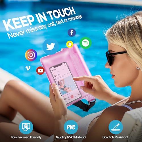 Waterproof Bag Fanny Packs for Women, Floating Beach Bags 2PCS | Floating, ideal for Beach, Boating & Kayaking&Fishing&Diving, Durable Material, Phone & Passport Pouch(black&pink) - color: Red & Black
