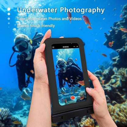 Floatable Waterproof Phone Pouch Case 2 pax for iPhone 17 16 Pro Max/15/14/13/12, IP68 Travel Cellphone Dry Bag Beach Cruise Ship Essentials Bags with Crossbody Lanyard,Blue and Black-7″ - color: A5-Blue and Black