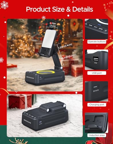 Induction Speaker with Phone Stand, Christmas & Birthday Gifts for Men, Women, Teens, White Elephant & Stocking Stuffer Gifts for Adults, Wireless Bluetooth Speaker for iPhone/Android/Tablets - color: Gray