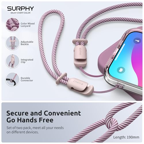SURPHY 2 Pack Phone Lanyard, Phone Wrist Strap for Case, Camera Wrist Strap - color: Pink & Pink