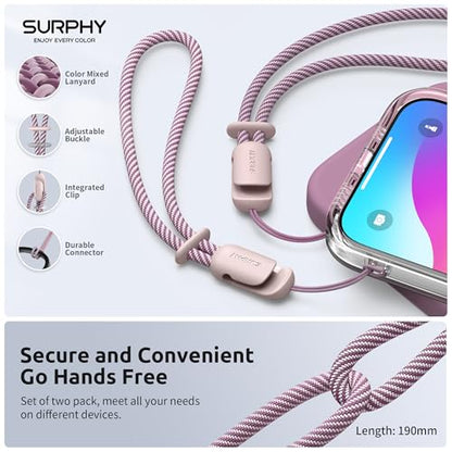 SURPHY 2 Pack Phone Lanyard, Phone Wrist Strap for Case, Camera Wrist Strap - color: Pink & Pink