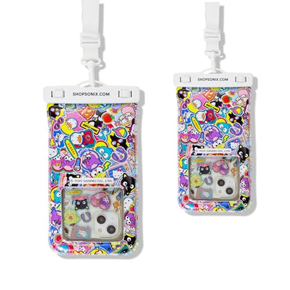 Sonix x Sanrio Waterproof Phone Pouch - Floating Phone Case Dry Bag w/Crossbody Lanyard - Beach Cruise Travel Essentials - Compatible w/All Devices, Touchscreen Friendly | Hello Kitty Stickers - color: Hello Kitty and Friends Stickers