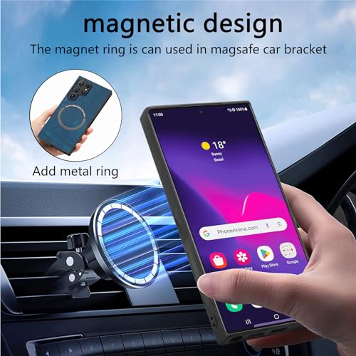 2 in 1 Wallet Case for Samsung Galaxy S23 Ultra CMG Blue | PU Leather Magnetic Flip Folio Case with RFID Blocking Card Holder, Credit Card Slots Kickstand, Shockproof Protective Cover - color: Blue, size: Samsung Galaxy S23 Ultra