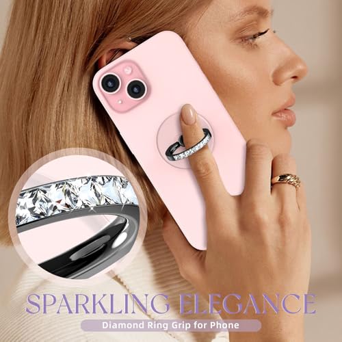 2 Pcs Jsoerpay Clear Phone Ring Holder with Diamond, Black - color: 2 Black Diamond