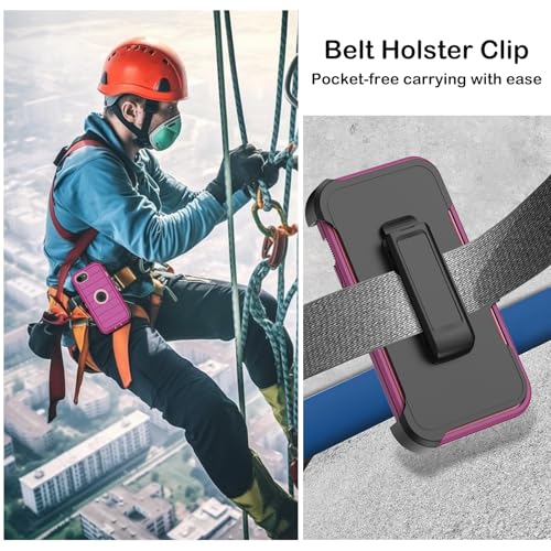 KECAI for iPhone 16e Case with Belt Clip Holster,Screen Protector X2,Heavy Duty Shockproof Drop Protection Military Grade 3 Layers Full Covered Rugged Durable Phone Cover for Apple 16e (Burgundy) - color: Burgundy