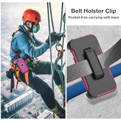 KECAI for iPhone 16e Case with Belt Clip Holster,Screen Protector X2,Heavy Duty Shockproof Drop Protection Military Grade 3 Layers Full Covered Rugged Durable Phone Cover for Apple 16e (Burgundy) - color: Burgundy