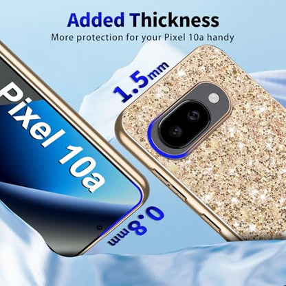 Glitter Case for Google Pixel 10A Phone Case for Women Girls, Slim Ultra Thin Matte Back Shockproof Protective Cover for Google Pixel 10A 5G Crystal Bling Case (Gold) - color: Gold